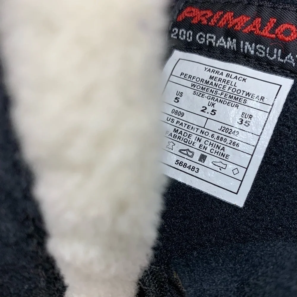 Merrell Yarra Women’s Black Leather Faux Fur Toggle Winter Snow Boots Size 5